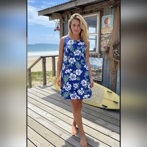Hawaiin Hibiscus Flower Shift Dress